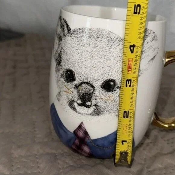 Koala Fine China Mug By Pier 1 With Gold Handle 5" Tall - Picture 4 of 5